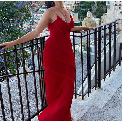 Kesperi –Robe de soirée longue en mousseline de soie