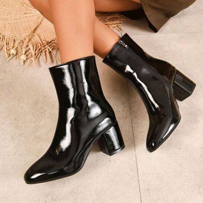 Bottes Femme à Talons Épais Bout Pointu