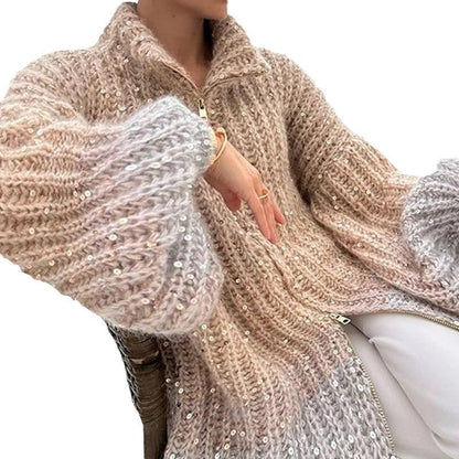 Manteau en maille à sequins