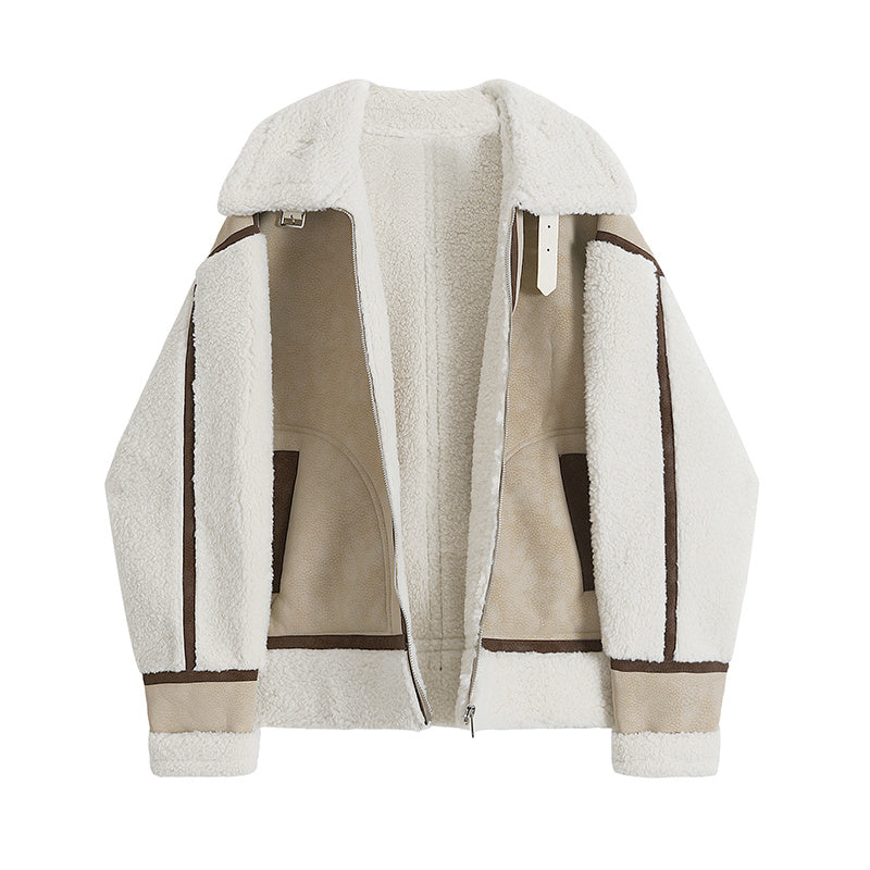 Kesperi –Manteau court femme en fausse fourrure intégrée