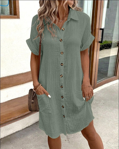 Kesperi –Robe Chemise d'Été à Manches Courtes