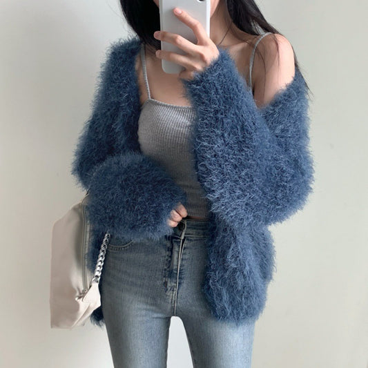 Gilet court col V décontracté pour femme