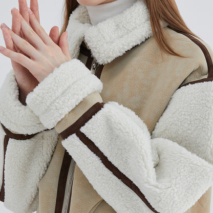 Kesperi –Manteau court femme en fausse fourrure intégrée