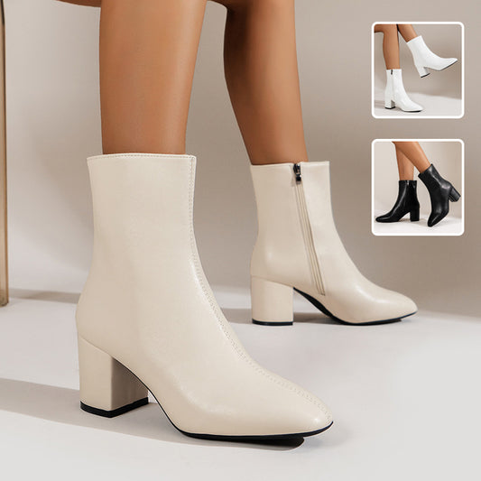 Bottes Femme à Talons Épais Bout Pointu