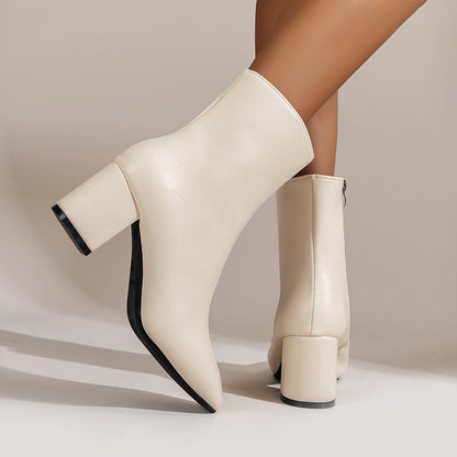 Bottes Femme à Talons Épais Bout Pointu
