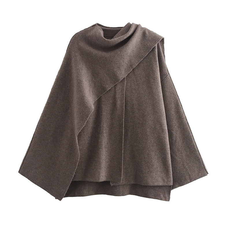 Kesperi –Cardigan tricoté court avec écharpe asymétrique