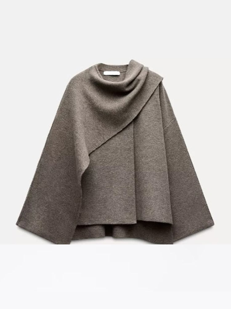 Kesperi –Cardigan tricoté court avec écharpe asymétrique