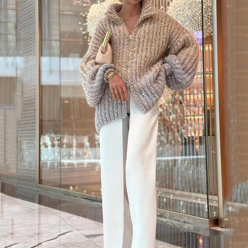 Manteau en maille à sequins