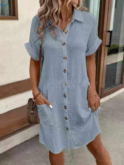Kesperi –Robe Chemise d'Été à Manches Courtes