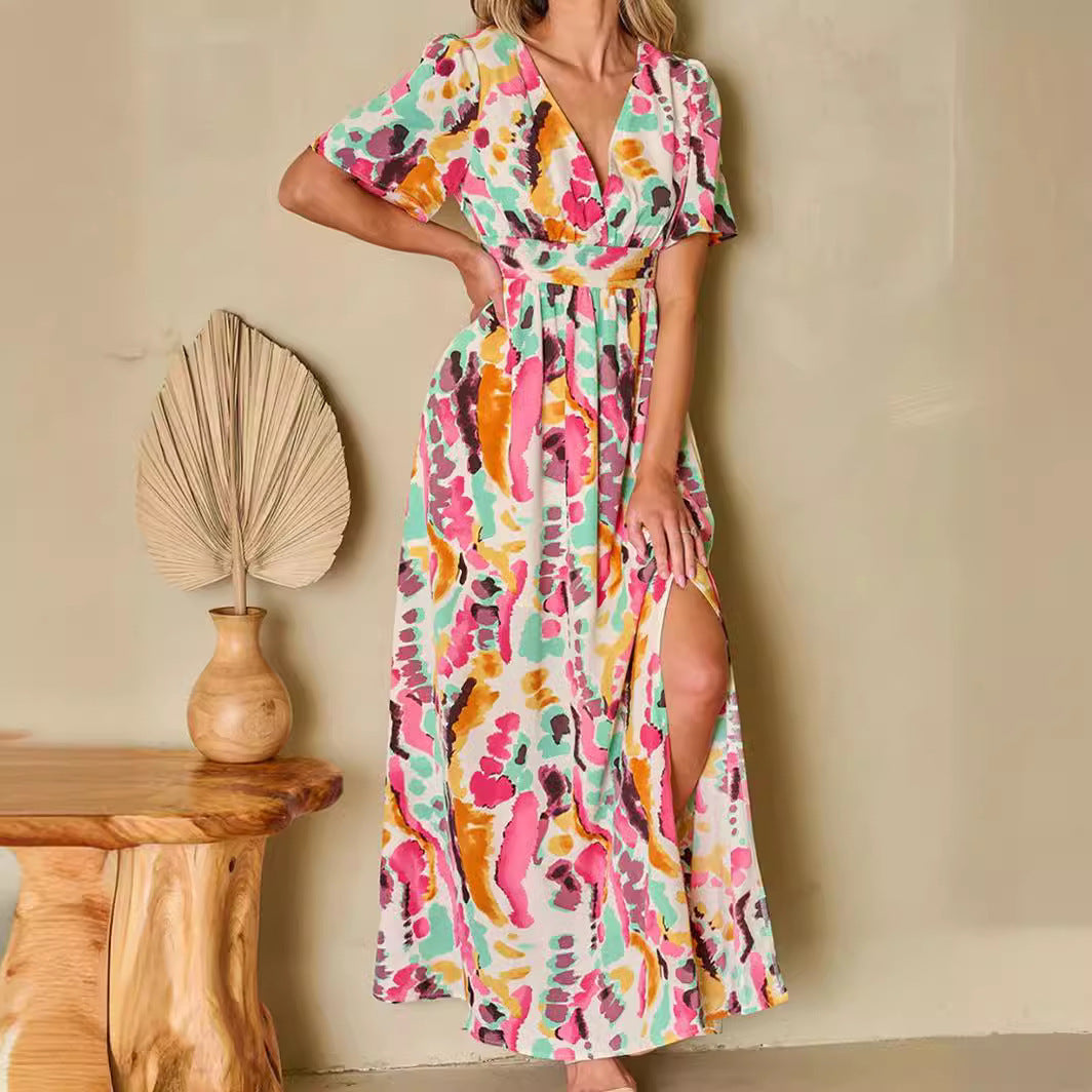 Kesperi –Robe fleurie Manches Courtes