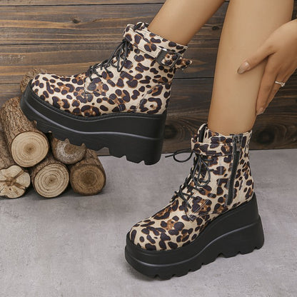 Bottes Martain Grandes Tailles à Motif Léopard