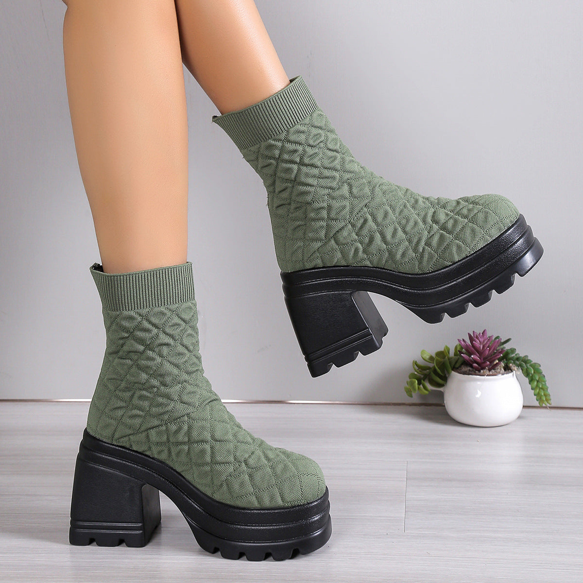 Kesperi – Bottines Hautes en Maille Extensible