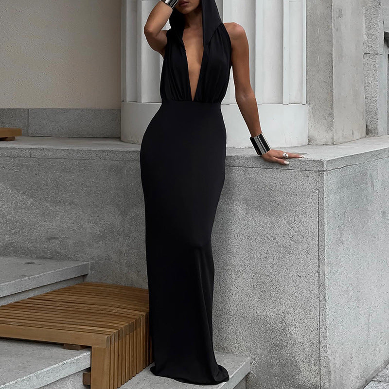 Kesperi –Robe dos nu à capuche