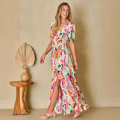 Kesperi –Robe fleurie Manches Courtes