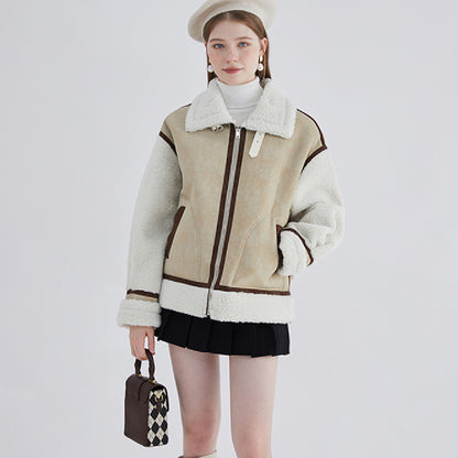 Kesperi –Manteau court femme en fausse fourrure intégrée
